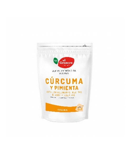 CURCUMA Y PIMIENTA BIO, 200 g
Ref. 014100

Ingredientes: cúrcuma rizoma polvo* 95% (Cúrcuma longa L.), pimienta negra fruto 