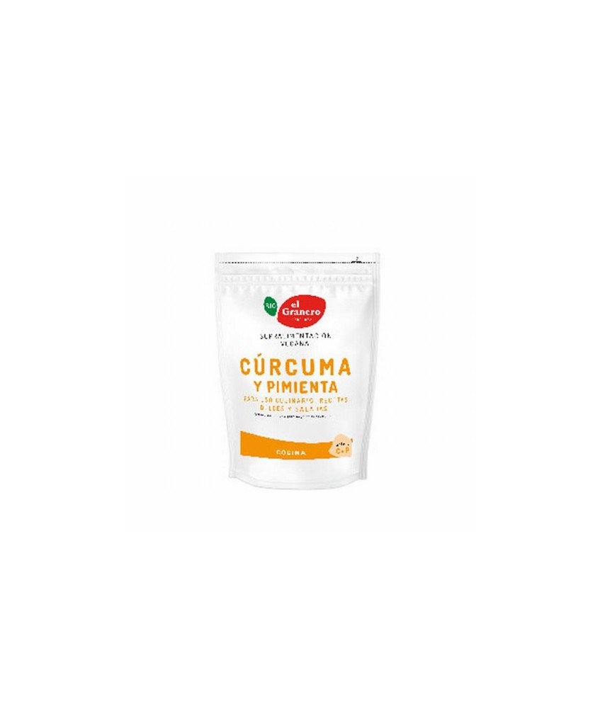 CURCUMA Y PIMIENTA BIO, 200 g
Ref. 014100

Ingredientes: cúrcuma rizoma polvo* 95% (Cúrcuma longa L.), pimienta negra fruto 