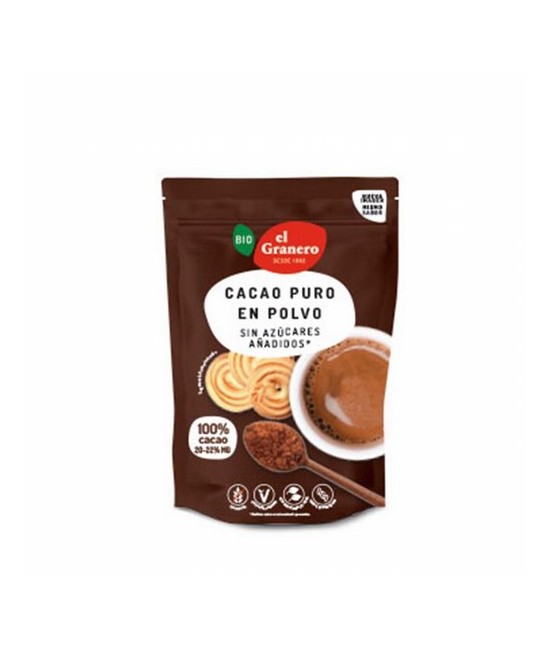 CACAO EN POLVO 20-22% MATERIA GRASA BIO, 250 g
Ref. 019116

Ingredientes: cacao en polvo* (20-22% materia grasa) y regulador