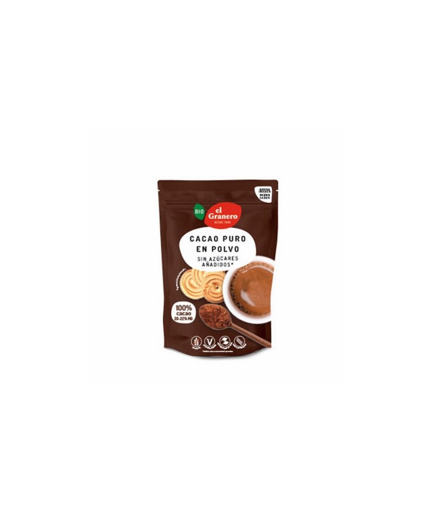 CACAO EN POLVO 20-22% MATERIA GRASA BIO, 250 g
Ref. 019116

Ingredientes: cacao en polvo* (20-22% materia grasa) y regulador