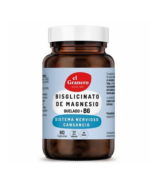 BISGLICINATO DE MAGNESIO CON B6, 60 CAP,730 mg
Ref. 013965

Ingredientes: polvo de bisglicinato de magnesio quelado tamponad