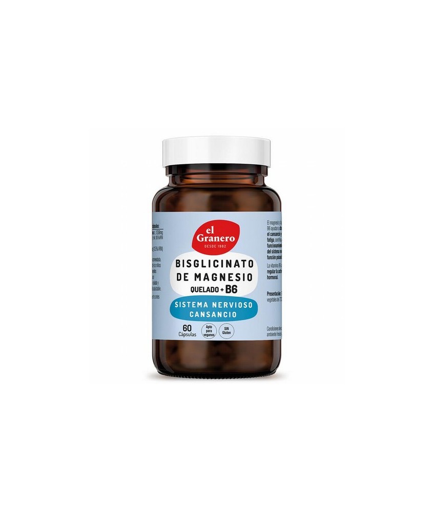 BISGLICINATO DE MAGNESIO CON B6, 60 CAP,730 mg
Ref. 013965

Ingredientes: polvo de bisglicinato de magnesio quelado tamponad