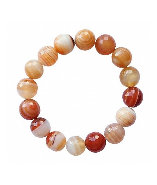 Pulsera de Ágata bandeada. Pulsera facetada en bolas de 12mm.
En goma elástica.