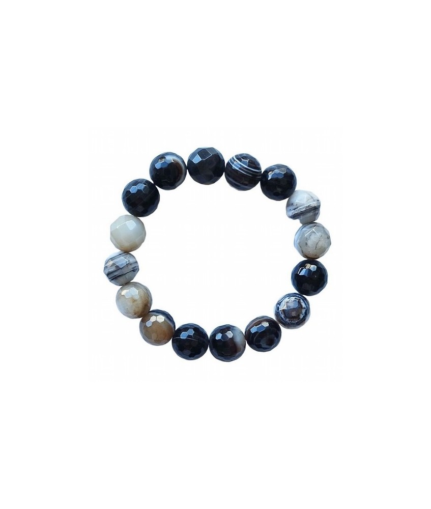 Pulsera de Ágata bandeada. Pulsera facetada en bolas de 12mm.

En goma elástica.