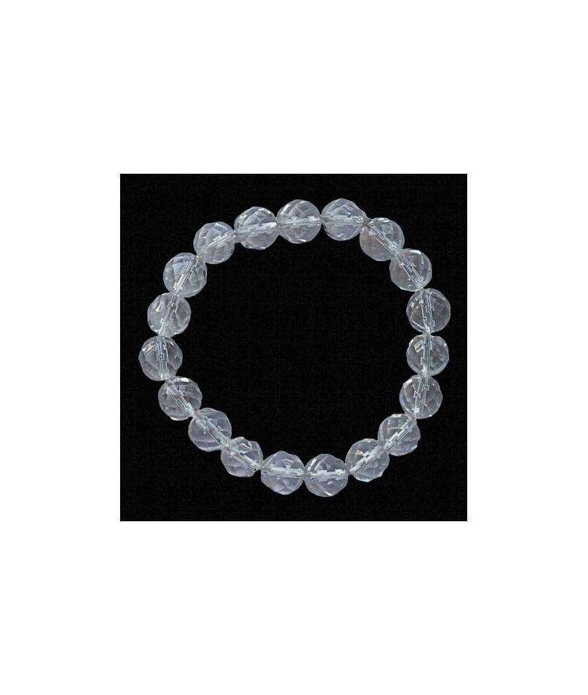 Pulsera de Cristal de Roca facetada en bolas de 10mm.

En goma elástica.