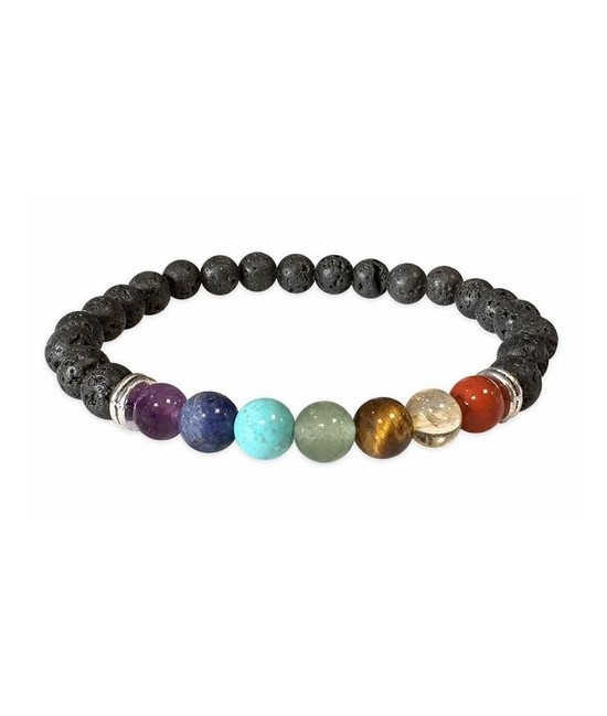 TRI.PULSERA LAVA 7 CHAKRAS 6 MM.