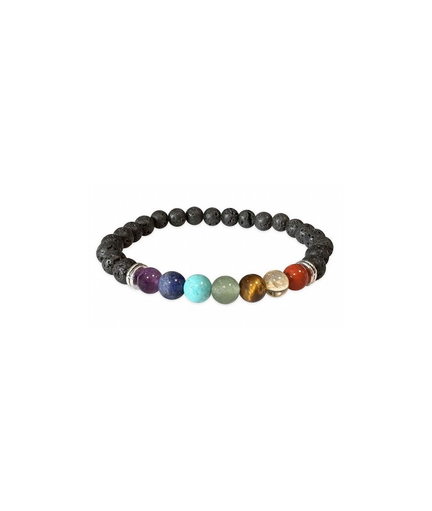 TRI.PULSERA LAVA 7 CHAKRAS 6 MM.