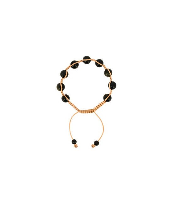 TZ.PULSERA SHAMBALA OBSIDIANA DORADA