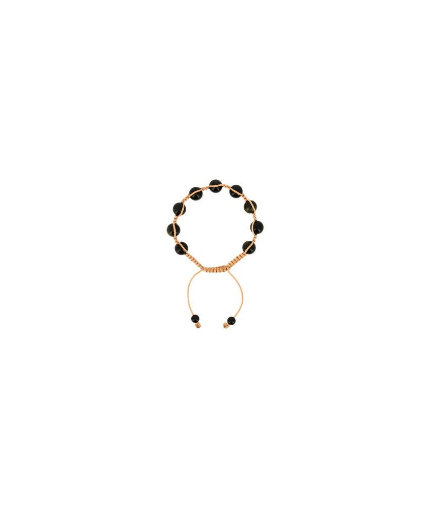 TZ.PULSERA SHAMBALA OBSIDIANA DORADA