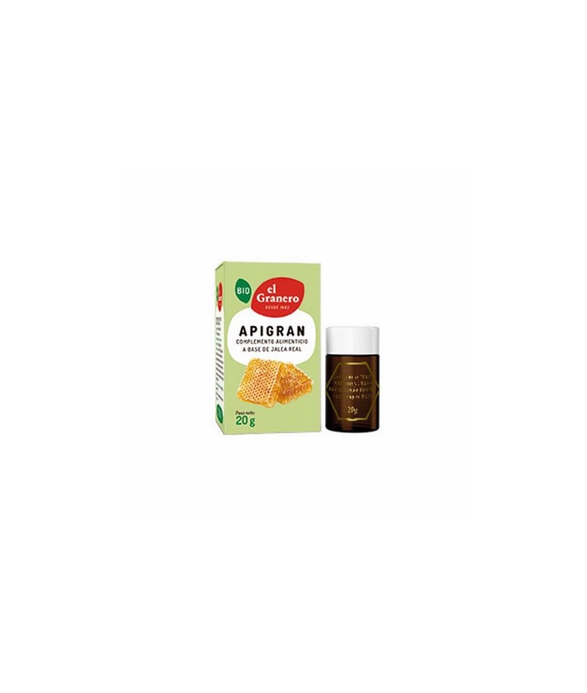 APIGRAN JALEA REAL BIO (F), 20 g
Ref. 013812

Ingredientes: jalea real* fresca.
(*)=De cultivo ecológico.