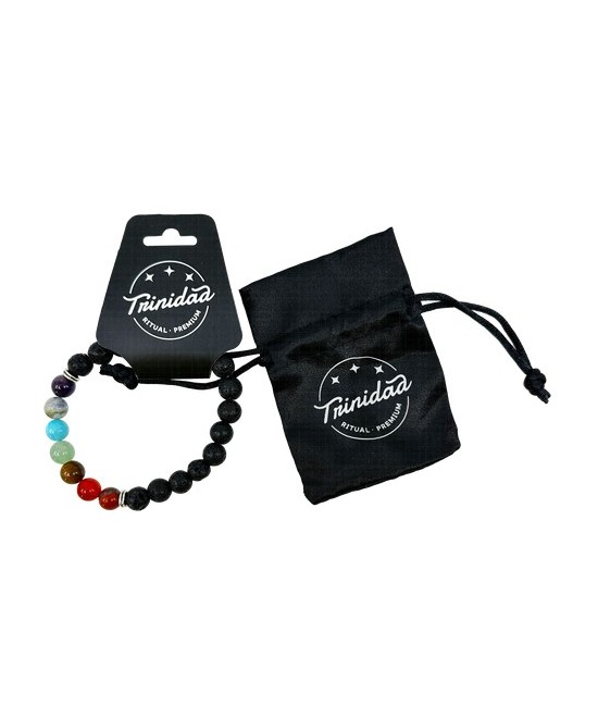 TRI.PULSERA LAVA 7 CHAKRAS 6 MM.