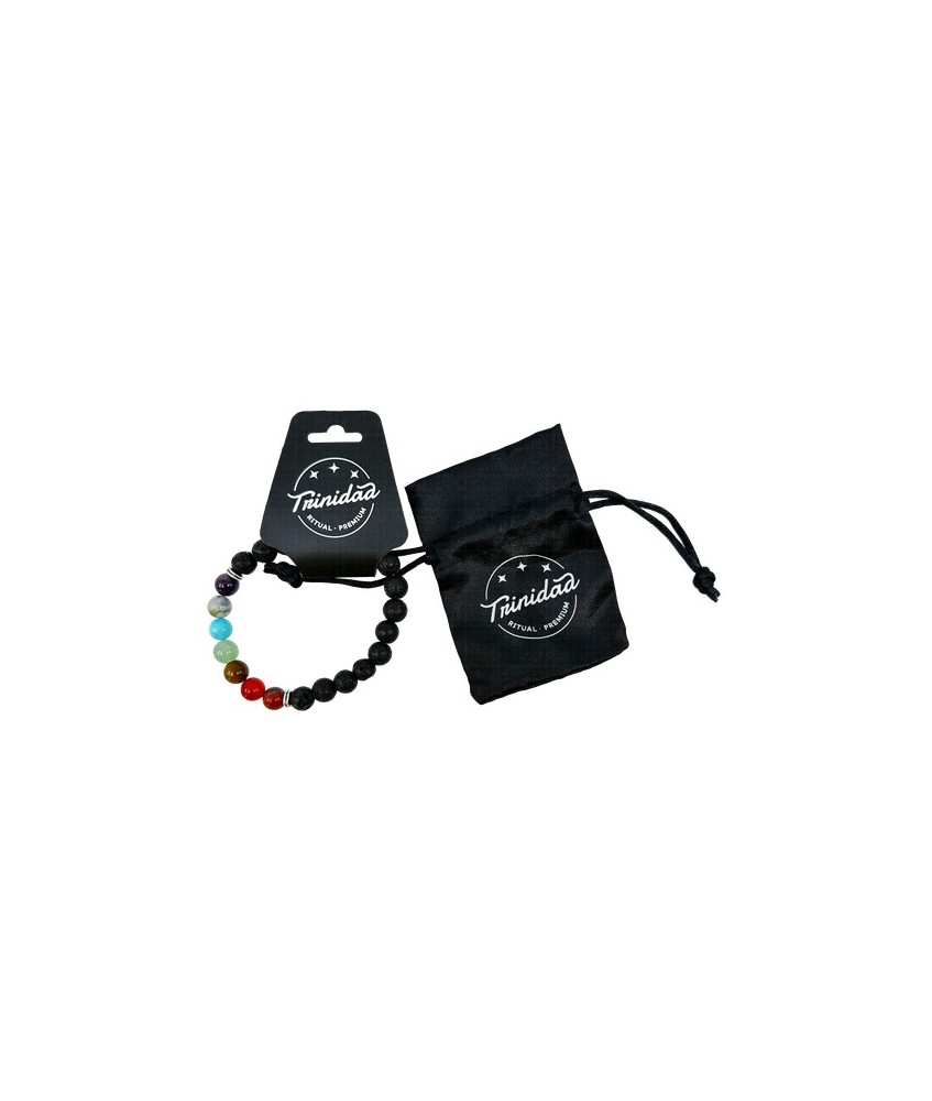 TRI.PULSERA LAVA 7 CHAKRAS 6 MM.