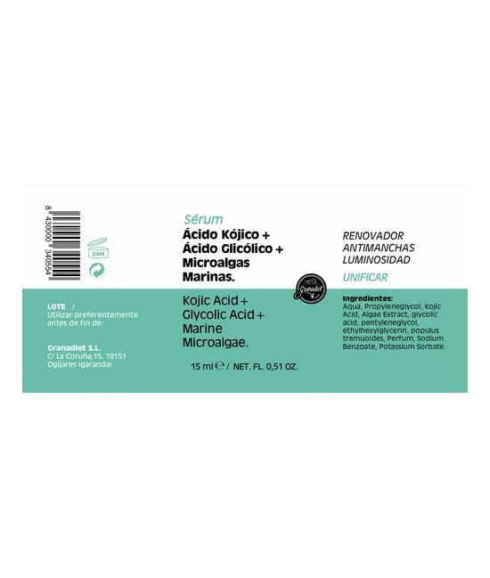 GR.SERUM UNIFICAR KOJICO+GLICOLICO+MICROALGAS 15 ML.