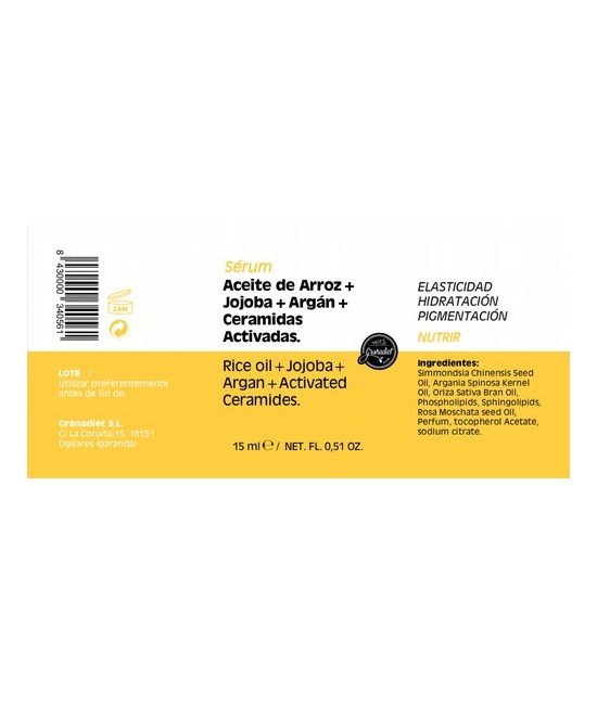 GR.SERUM NUTRIR ARROZ+ JOJOBA+ARGAN+CERAMIDAS 15 ML.