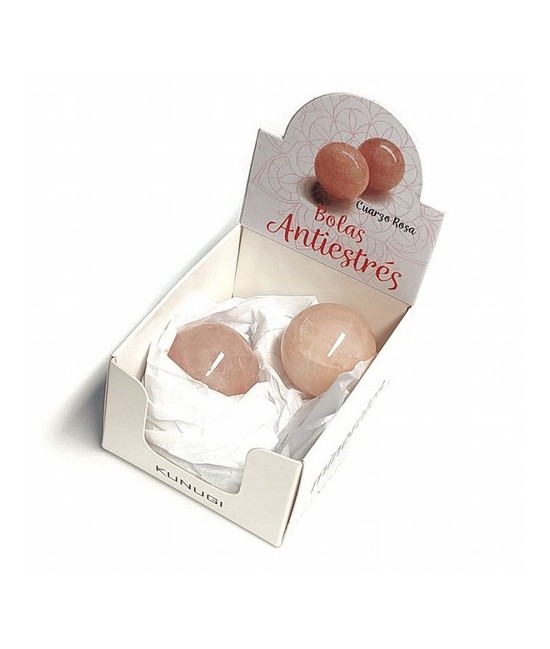 Caja con 2 Bolas Antiestrés de Cuarzo Rosa para reposiciones del Expositor.

Las bolas antiestrés de minerales, al igual que 