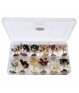 Árboles mini surtidos compuestos de 15 piedrecitas chip (aprox.). La caja incluye 12 árboles mini de 3 cm aprox. de diferentes 