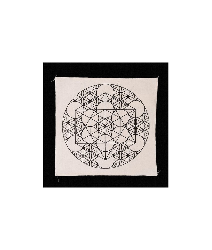 Tapete 100% de algodón natural con motivo Metatron + Flor de la Vida.

Medida: 30 x 30 cm