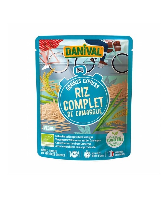 Ingredientes: arroz integral precocinado* de la Camarga (98%), aceite de girasol*, sal marina sin refinar del Atlántico.
. (*)