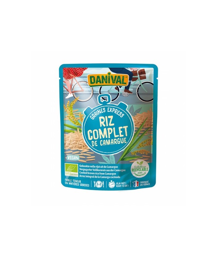 Ingredientes: arroz integral precocinado* de la Camarga (98%), aceite de girasol*, sal marina sin refinar del Atlántico.
. (*)