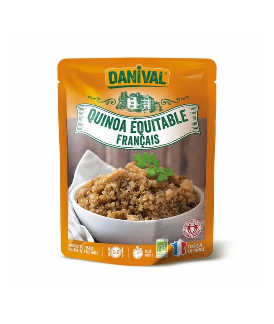 Ingredientes: quinoa** orecocinada de Francia (98.5%), aceite de girasol*, sal marina no refinada del Atlántico. **98% de ingre