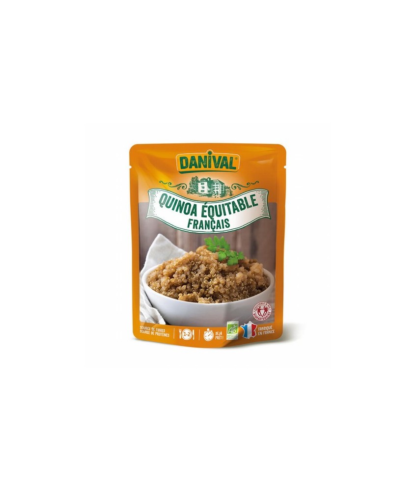 Ingredientes: quinoa** orecocinada de Francia (98.5%), aceite de girasol*, sal marina no refinada del Atlántico. **98% de ingre