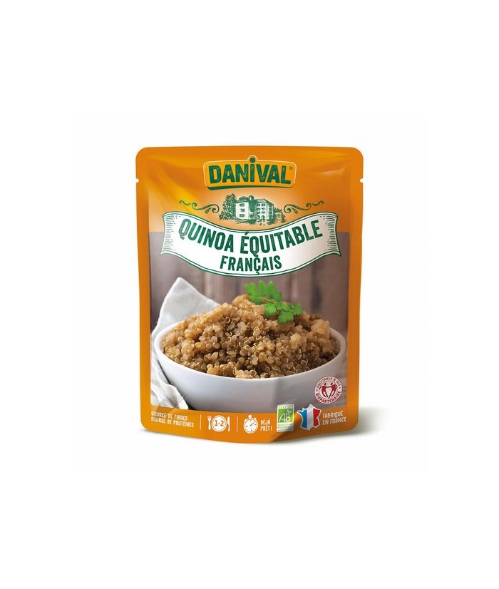 Ingredientes: quinoa** orecocinada de Francia (98.5%), aceite de girasol*, sal marina no refinada del Atlántico. **98% de ingre