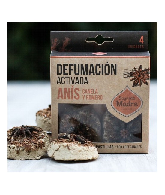 Pastilla de Defumación Activada con Anís, Canela y Romero
Categoría: Pastillas de Defumación Activada
     Hecho a mano
    
