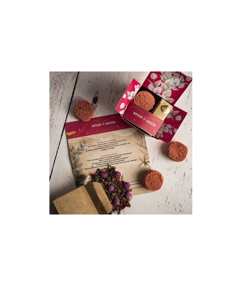 Kit Humito Sagrado: Amor y unión
Categoría: Kit Humito Sagrado
Hecho a mano
Composición: 4 carbones vegetales, perlas aromát