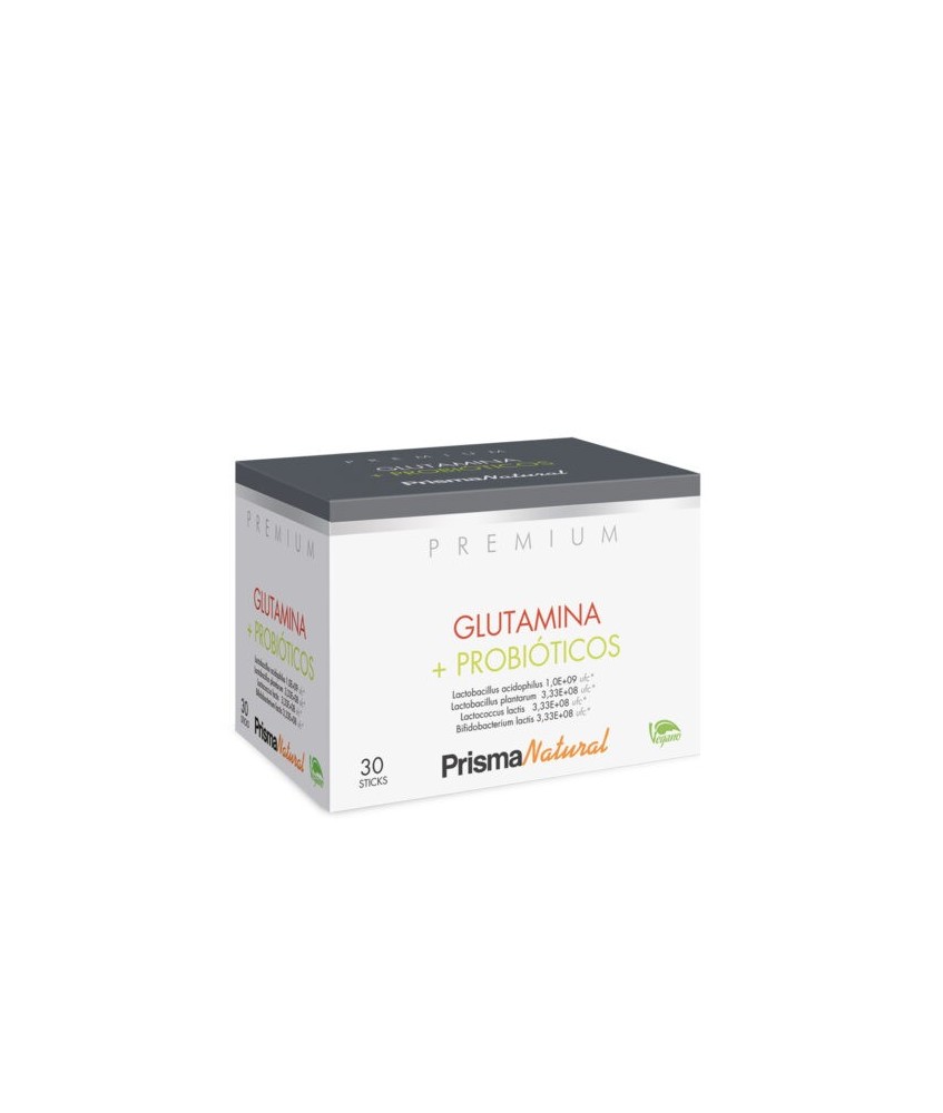 Glutamina + Probióticos, 30 stick es un complemento alimenticio de la línea Premium de Prisma Natural.

 

La línea Premium
