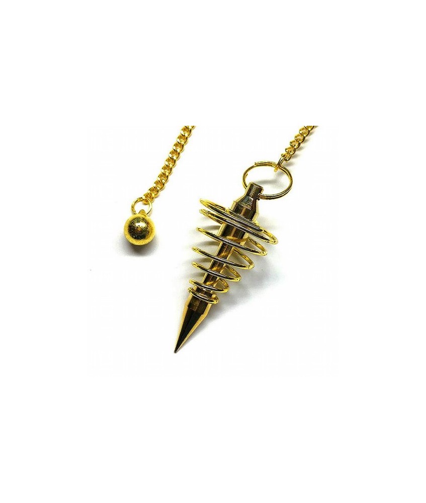 Péndulo de acero dorado forma espiral de 50 mm. aprox
Cadena de 200 mm.