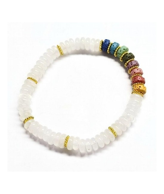 Pulsera de Cristal de Roca y Chakras en aros de 6mm aprox.

En goma elástica.

Peso: 40 gramos aprox.
