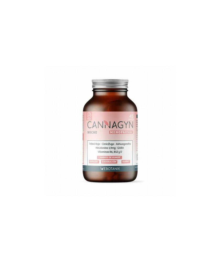 Cannagyn Noche es un complemento alimenticio formulado para apoyar a las mujeres durante la etapa de la menopausia, ayudando a 
