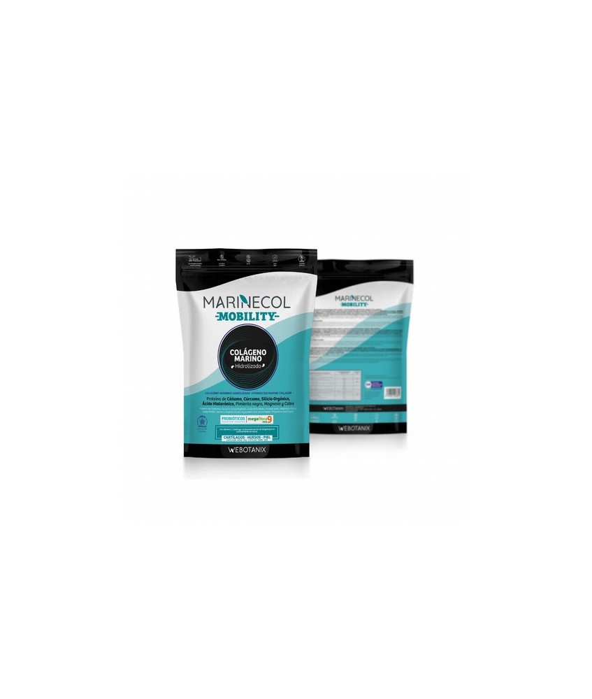 Marinecol Mobility (275g) es un complemento alimenticio a base de colágeno marino hidrolizado, extractos de plantas, vitaminas 