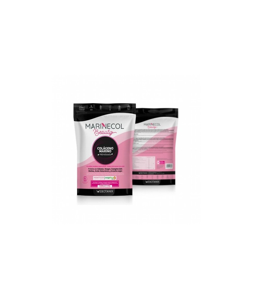 Marinecol Beauty (250g) es un complemento alimenticio a base de proteína de colágeno marino hidrolizado, extractos de plantas, 