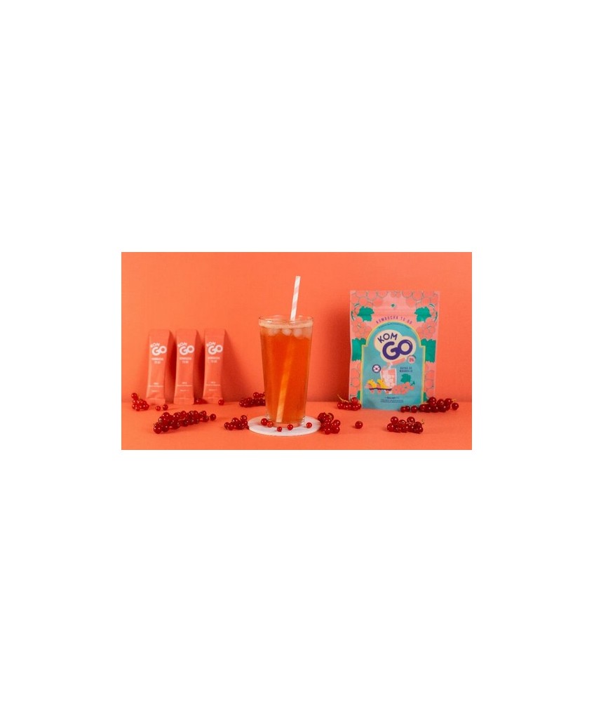 6 Sobres de Té de Kombucha en Polvo KOMGO, Sabor Bayas de Magnolia. Bebida Instantánea con Probióticos y Antioxidantes. Solo 15