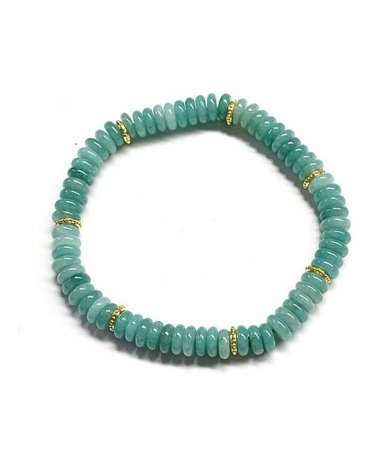 Pulsera de Amazonita en aros de 6mm aprox.

En goma elástica.

Peso: 40 gramos approx.