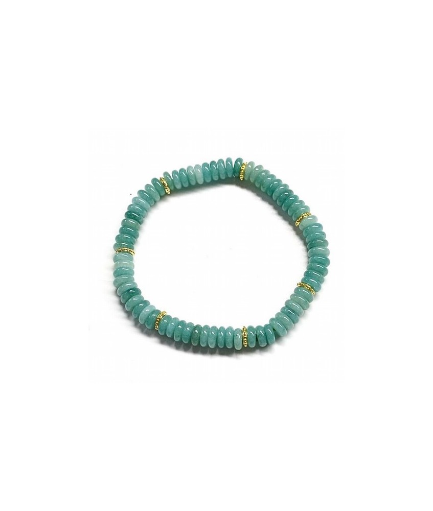 Pulsera de Amazonita en aros de 6mm aprox.

En goma elástica.

Peso: 40 gramos approx.
