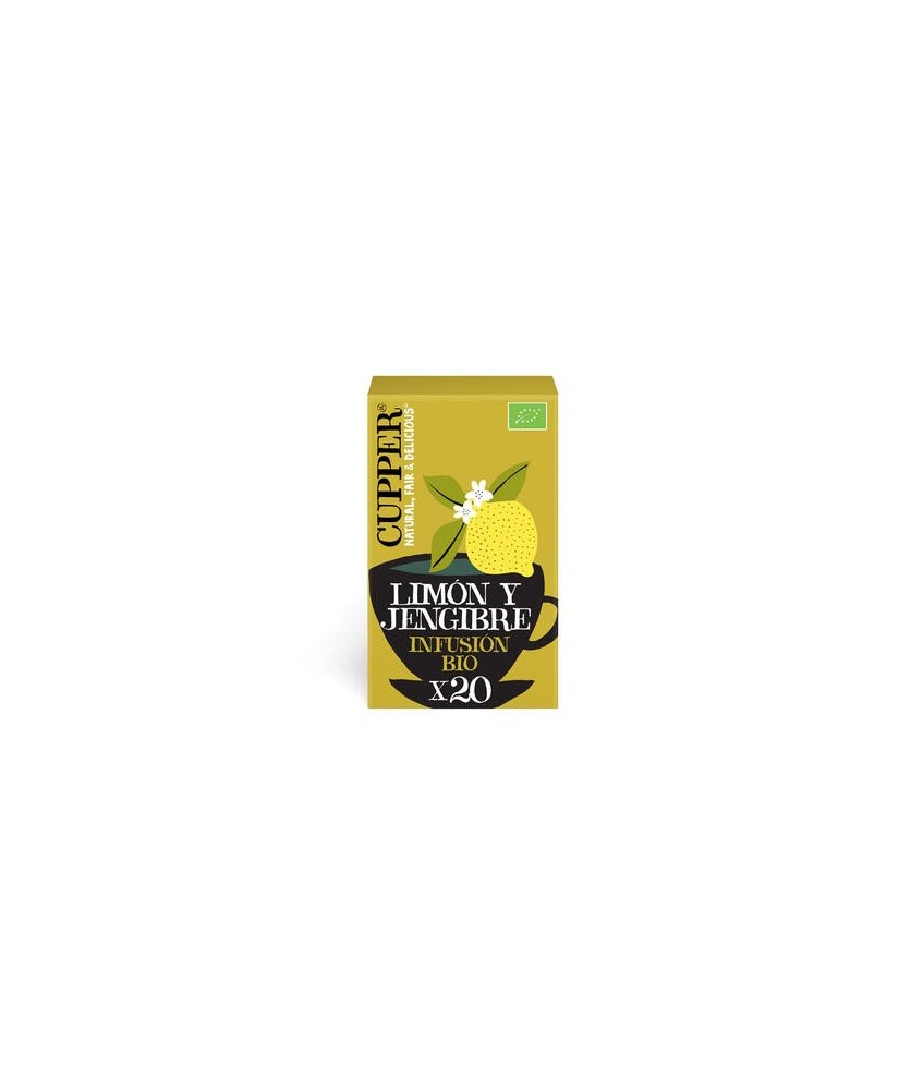 INFUSION LIMON Y JENGIBRE BIO, 20 BOLSAS
Ref. 604049

Ingredientes: hierba de limón* 55%, raíz de jengibre* 15,5%, raíz de r