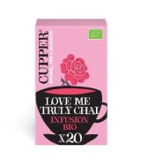 
INFUSION LOVE ME TRULY CHAI BIO, 20 BOLSAS
Ref. 604057

Ingredientes: canela* 47%, semillas de hinojo*, raíz de jengibre* 
