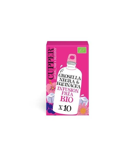 
INFUSION FRIA CON GROSELLA NEGRA Y EQUINACEA BIO, 10 BOLSAS
Ref. 604076

Ingredientes: hibisco* 52%, raíz de regaliz*, can