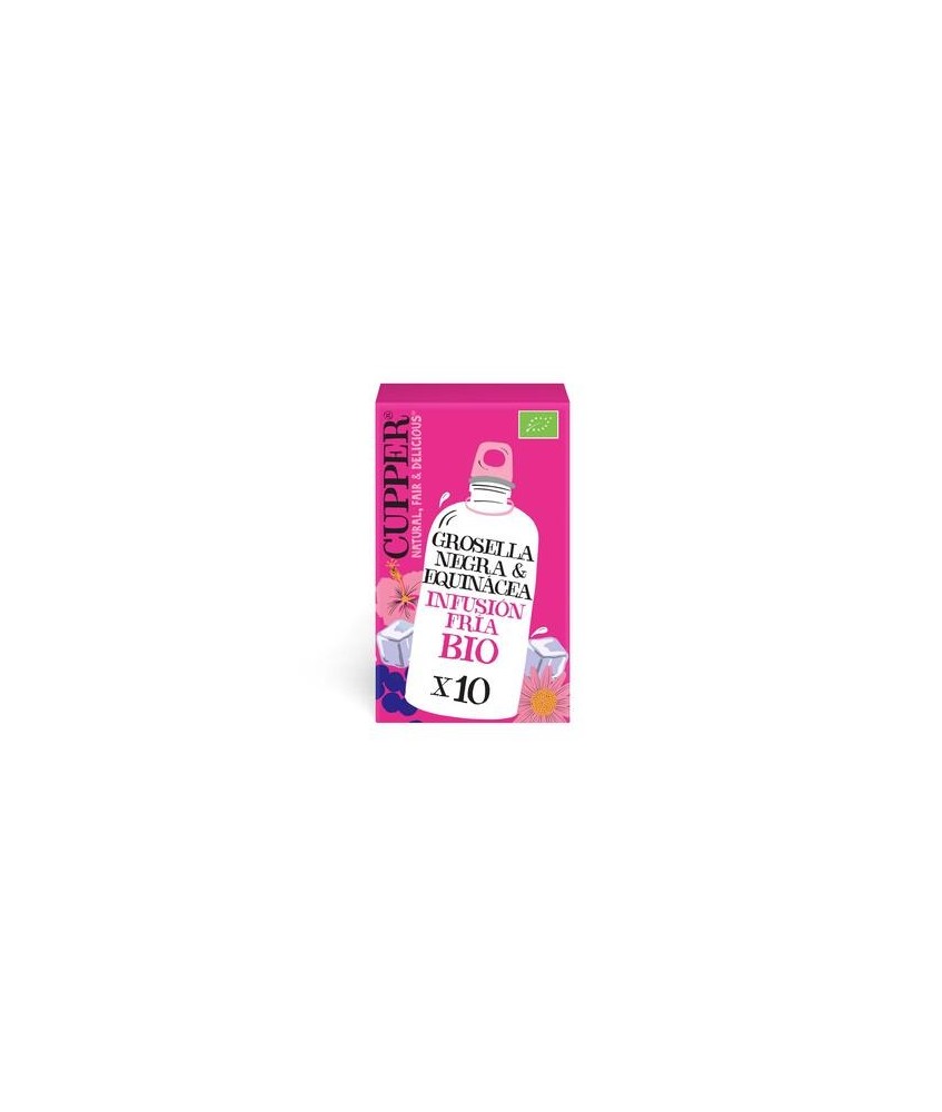 
INFUSION FRIA CON GROSELLA NEGRA Y EQUINACEA BIO, 10 BOLSAS
Ref. 604076

Ingredientes: hibisco* 52%, raíz de regaliz*, can