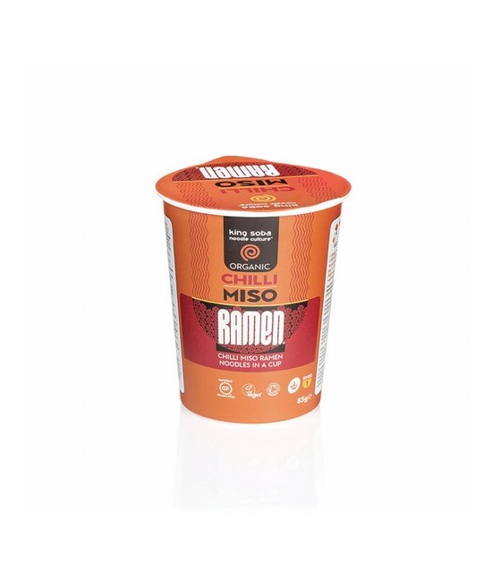 VASO DE SOPA RAMEN DE MISO CON CHILI SIN GLUTEN BIO, 85 g
Ref. 130154

Ingredientes: ramen de arroz integral* 70%, sopa rame