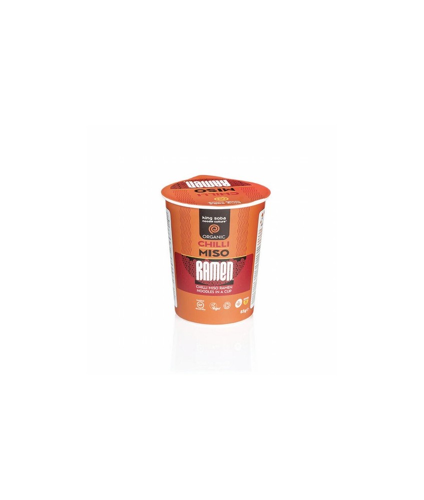 VASO DE SOPA RAMEN DE MISO CON CHILI SIN GLUTEN BIO, 85 g
Ref. 130154

Ingredientes: ramen de arroz integral* 70%, sopa rame