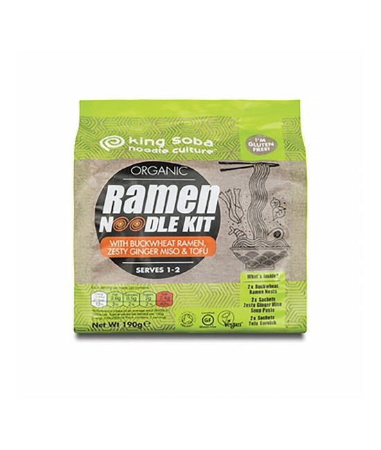 KIT DE NOODELS RAMEN (T. SARRACENO, JENGIBRE, MISO Y TOFU) SIN GLUTEN BIO, 190 g
Ref. 130155

Ingredientes: harina de trigo 