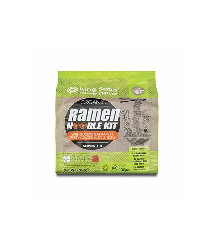 KIT DE NOODELS RAMEN (T. SARRACENO, JENGIBRE, MISO Y TOFU) SIN GLUTEN BIO, 190 g
Ref. 130155

Ingredientes: harina de trigo 
