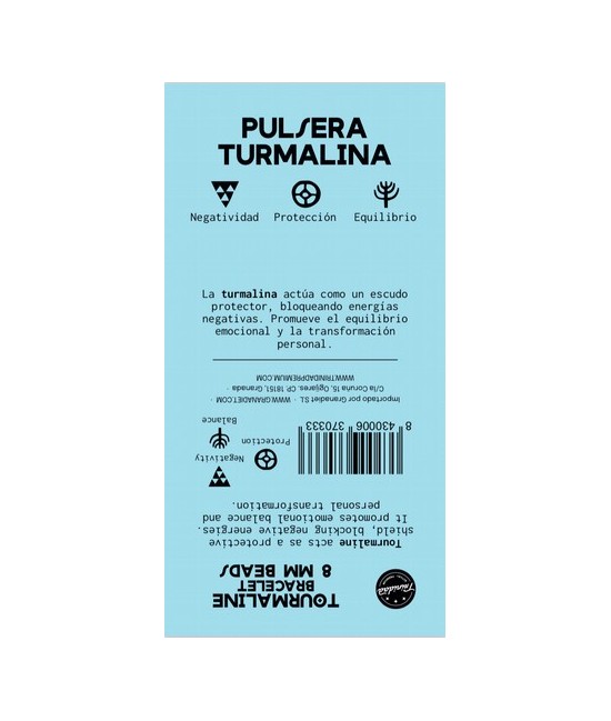 TRI.PULSERA TURMALINA BOLA 8 MM.