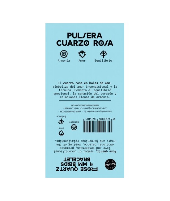 TRI.PULSERA CUARZO ROSA BOLA 4 MM.