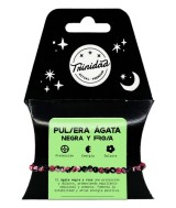 TRI.PULSERA AGATA NEGRA TEÑIDA ROSA BOLA 4 MM.