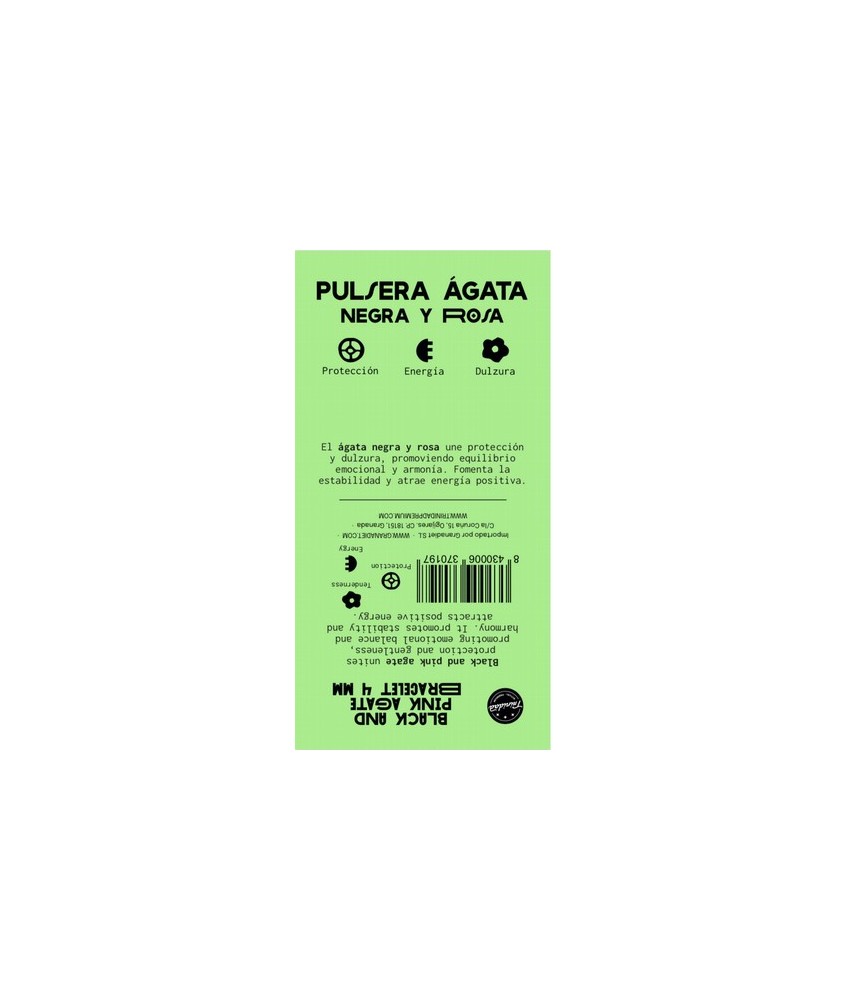 TRI.PULSERA AGATA NEGRA TEÑIDA ROSA BOLA 4 MM.