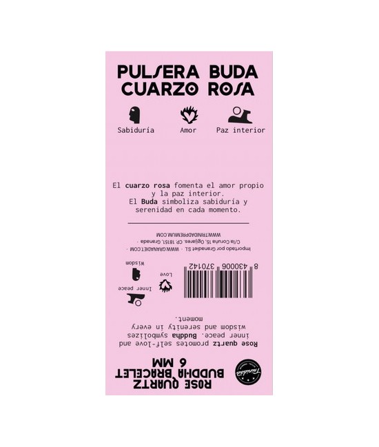 TRI.PULSERA CUARZO ROSA  BUDA 6 MM.